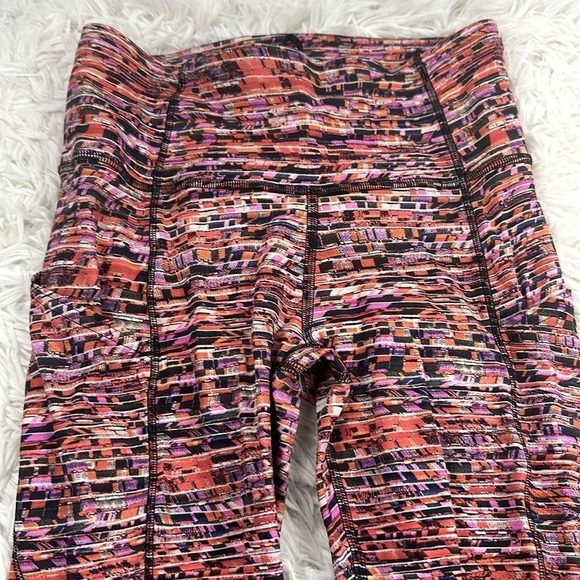 Lululemon Fast and Free Crop II 19" *Nulux Flash Pleat Orange Multi - Picture 2 of 6